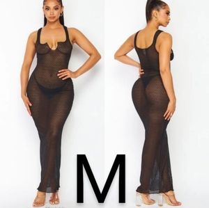 🆕Sexy Black Cover Up See Through Maxi Dress~ Size M